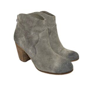 BP EUC Trott ankle bootie with back zipper and block heel distressed grey size 8